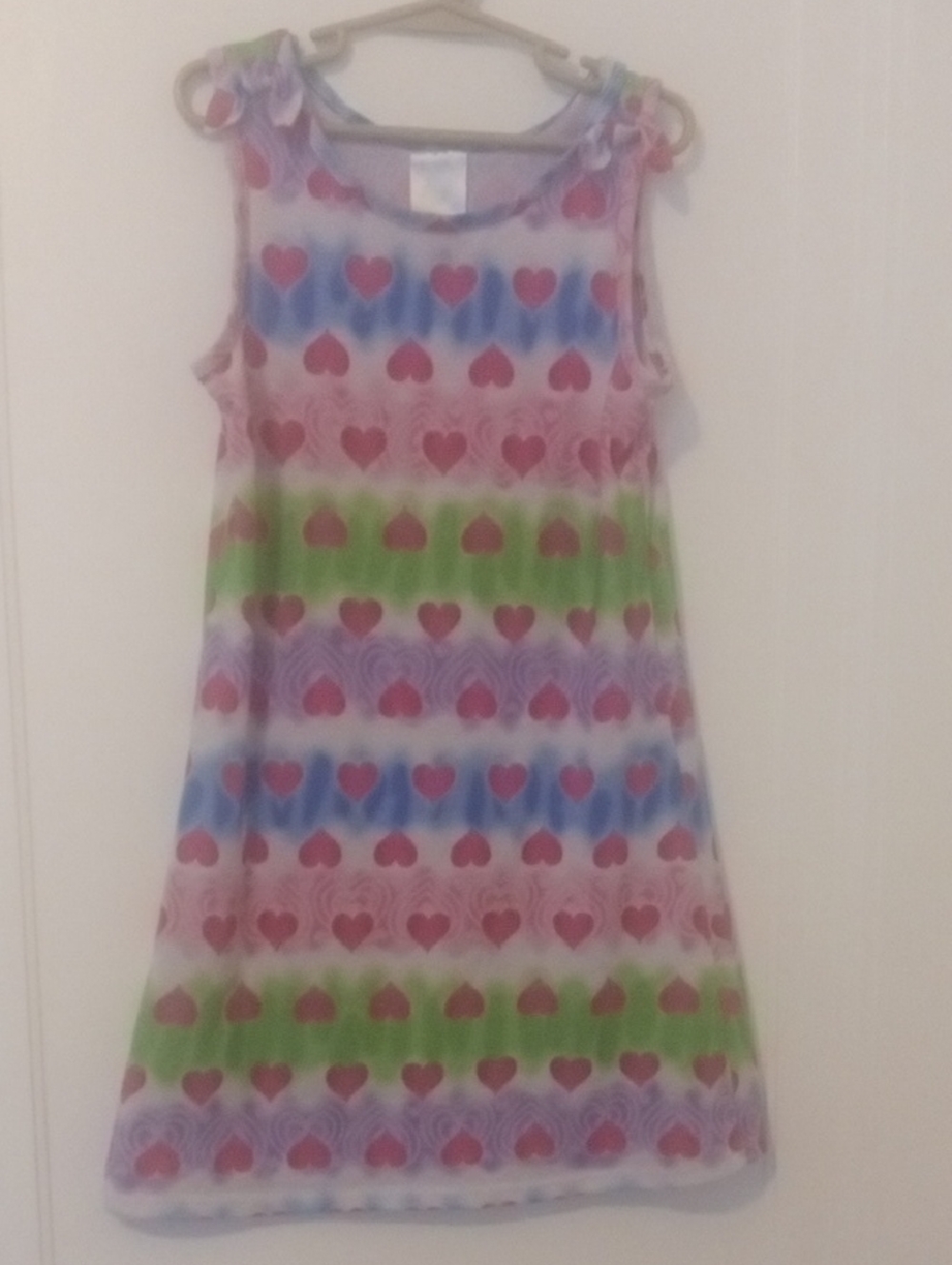 Sleeveless Rainbow Heart Print nightgown 7/8